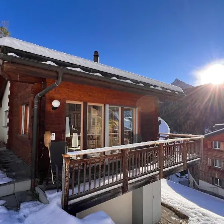 Chalet Snow Ball Panoramic View In The Center Of Saas Fee